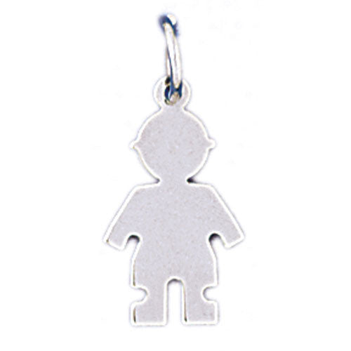 14K WHITE GOLD HANDCUT CHARM - BOY #11487