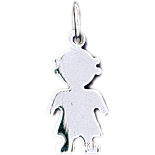 14K WHITE GOLD HANDCUT CHARM - GIRL #11482