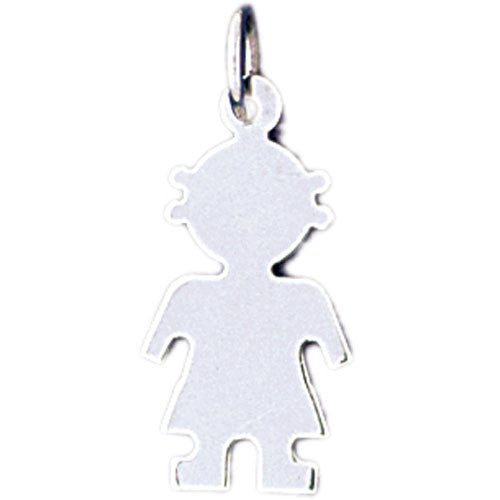 14K WHITE GOLD HANDCUT CHARM - GIRL #11483