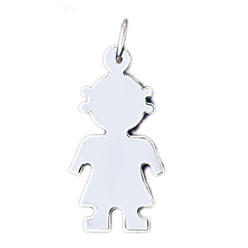 14K WHITE GOLD HANDCUT CHARM - GIRL #11484