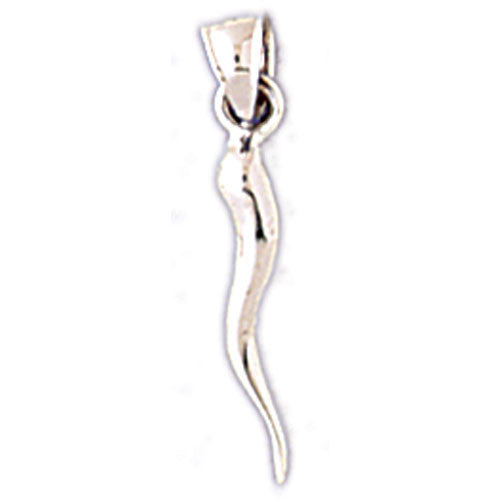 14K WHITE GOLD ITALIAN HORN CHARM #11210