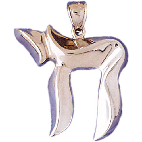 14K WHITE GOLD JEWISH CHARM - CHAI #11456