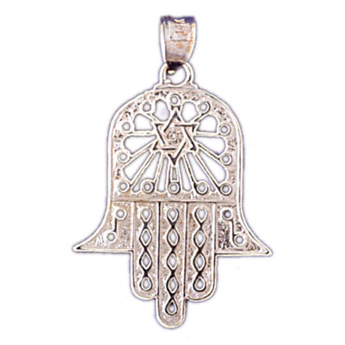 14K WHITE GOLD JEWISH CHARM - HAMSA #11468