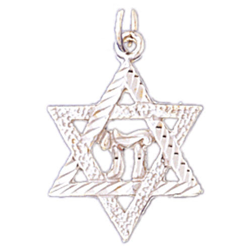 14K WHITE GOLD JEWISH CHARM - STAR OF DAVID #11461