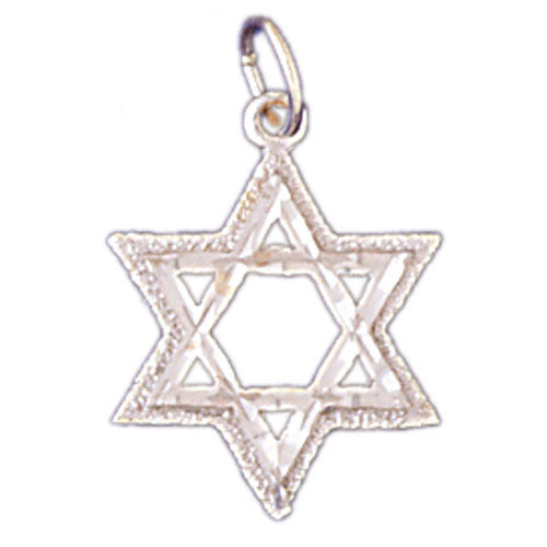 14K WHITE GOLD JEWISH CHARM - STAR OF DAVID #11470