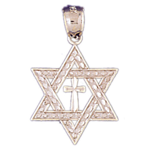 14K WHITE GOLD JEWISH CHARM - STAR OF DAVID #11473