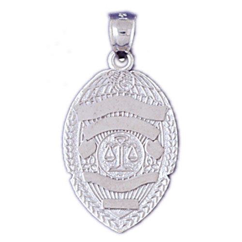 14K WHITE GOLD MILITARY CHARM - POLICE BADGE #11150