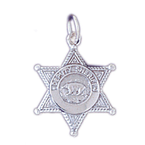 14K WHITE GOLD MILITARY CHARM - POLICE BADGE #11152