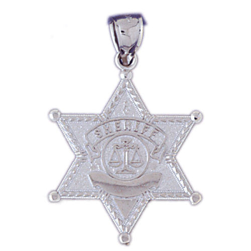 14K WHITE GOLD MILITARY CHARM - POLICE BADGE #11153