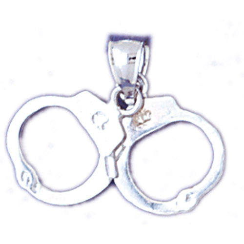 14K WHITE GOLD MILITARY CHARM - POLICE HANDCUFFS #11148
