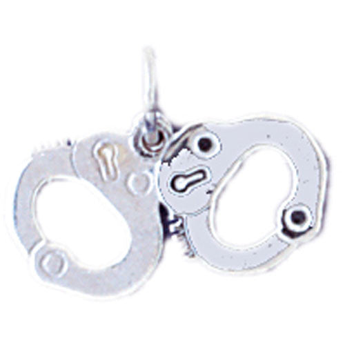 14K WHITE GOLD MILITARY CHARM - POLICE HANDCUFFS #11149