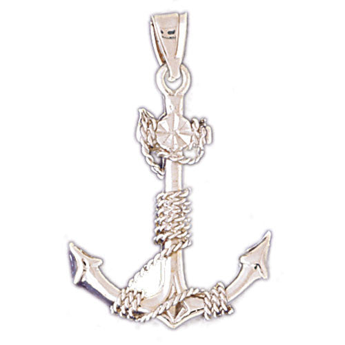 14K WHITE GOLD NAUTICAL CHARM - ANCHOR #10977