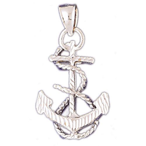 14K WHITE GOLD NAUTICAL CHARM - ANCHOR #10980