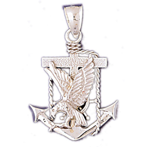 14K WHITE GOLD NAUTICAL CHARM - ANCHOR,EAGLE #10979