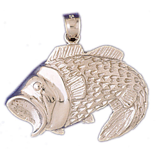 14K WHITE GOLD NAUTICAL CHARM - BASS #11028