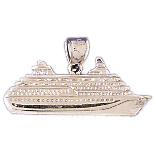 14K WHITE GOLD NAUTICAL CHARM - CRUISE SHIP #10988
