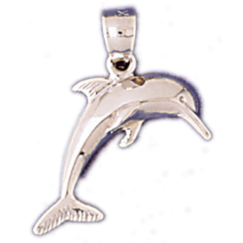 14K WHITE GOLD NAUTICAL CHARM - DOLPHIN #11007