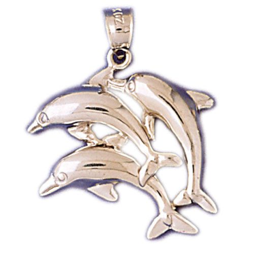 14K WHITE GOLD NAUTICAL CHARM - DOLPHIN #11008