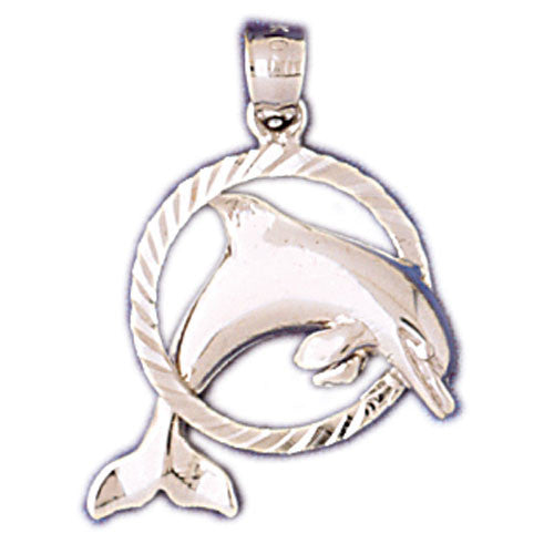 14K WHITE GOLD NAUTICAL CHARM - DOLPHIN #11013