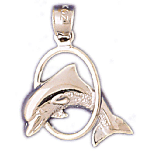 14K WHITE GOLD NAUTICAL CHARM - DOLPHIN #11014