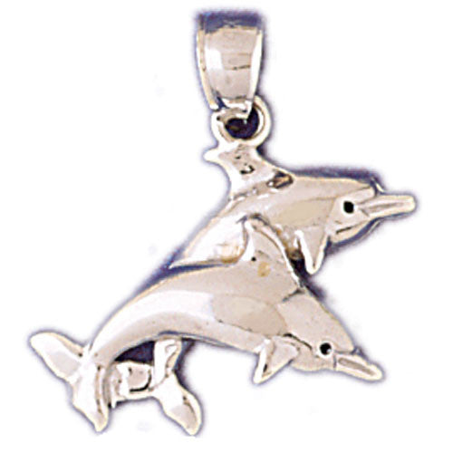 14K WHITE GOLD NAUTICAL CHARM - DOLPHIN #11015