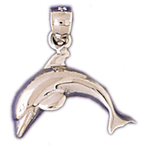 14K WHITE GOLD NAUTICAL CHARM - DOLPHIN #11017