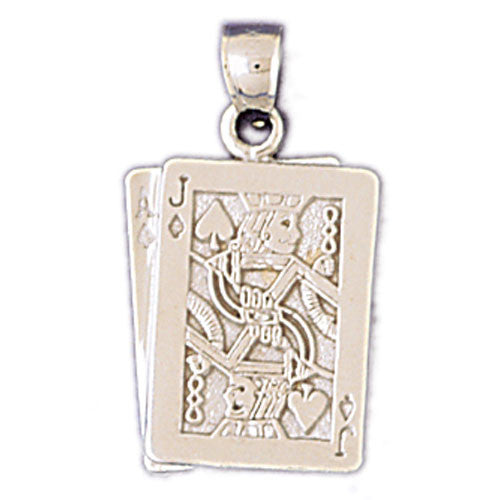 14K WHITE GOLD PLAYING CARDS CHARM #11217