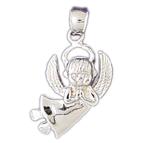 14K WHITE GOLD RELIGIOUS CHARM - ANGEL #11440