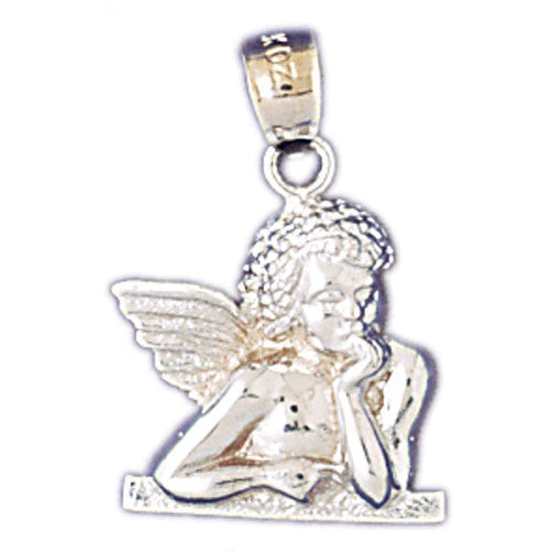 14K WHITE GOLD RELIGIOUS CHARM - ANGEL #11441