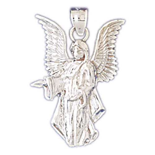 14K WHITE GOLD RELIGIOUS CHARM - ANGEL #11442