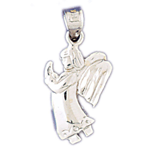 14K WHITE GOLD RELIGIOUS CHARM - ANGEL #11444