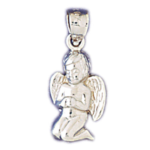 14K WHITE GOLD RELIGIOUS CHARM - ANGEL #11445