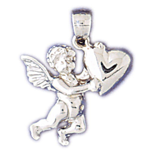 14K WHITE GOLD RELIGIOUS CHARM - ANGEL #11446