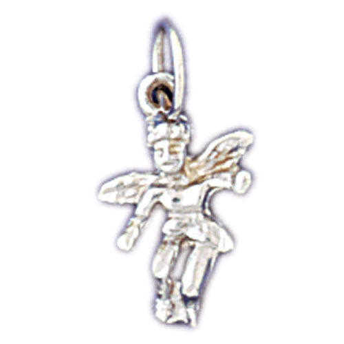 14K WHITE GOLD RELIGIOUS CHARM - ANGEL #11449