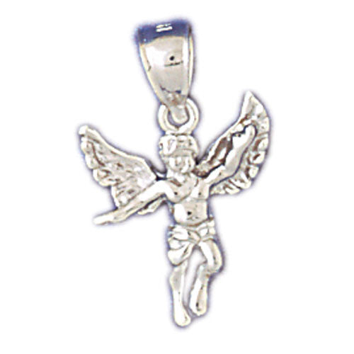14K WHITE GOLD RELIGIOUS CHARM - ANGEL #11450