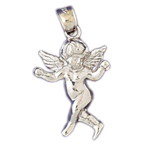 14K WHITE GOLD RELIGIOUS CHARM - ANGEL #11452