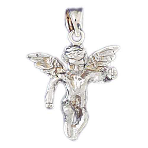 14K WHITE GOLD RELIGIOUS CHARM - ANGEL #11453