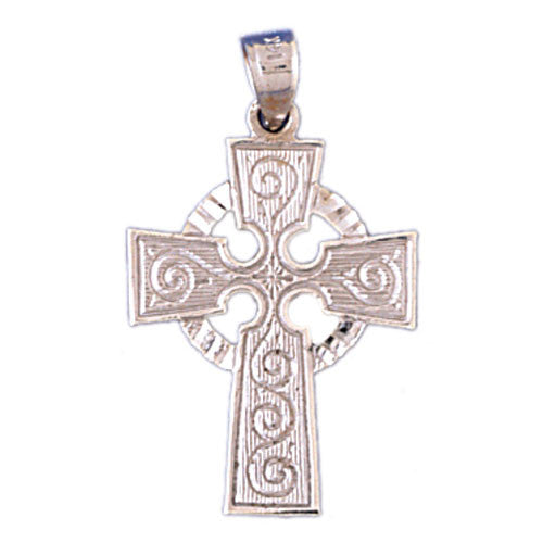 14K WHITE GOLD RELIGIOUS CHARM - CELTIC CROSS #11376