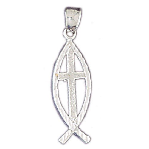 14K WHITE GOLD RELIGIOUS CHARM - CHRISTIAN FISH #11423