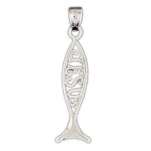 14K WHITE GOLD RELIGIOUS CHARM - CHRISTIAN FISH #11424