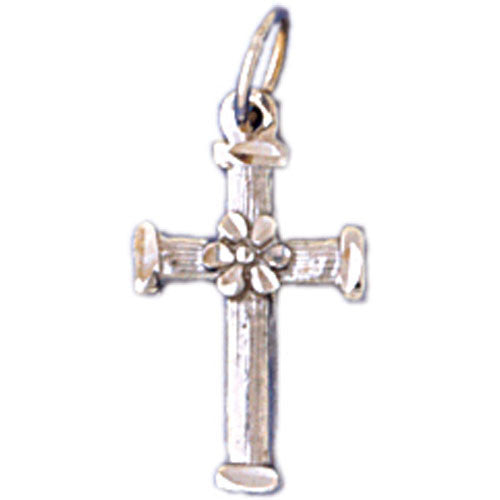 14K WHITE GOLD RELIGIOUS CHARM - CROSS #11365