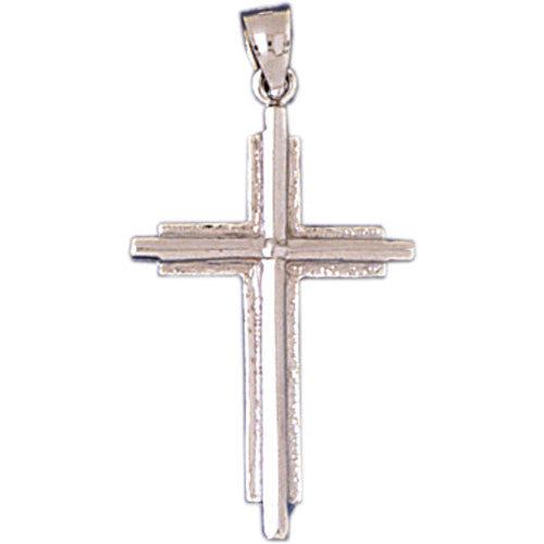 14K WHITE GOLD RELIGIOUS CHARM - CROSS #11370