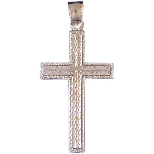 14K WHITE GOLD RELIGIOUS CHARM - CROSS #11371