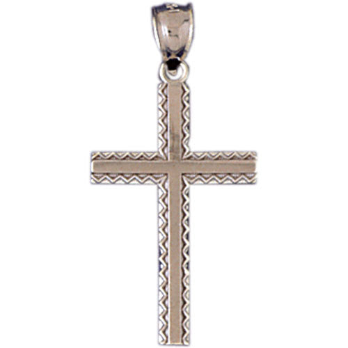 14K WHITE GOLD RELIGIOUS CHARM - CROSS #11372