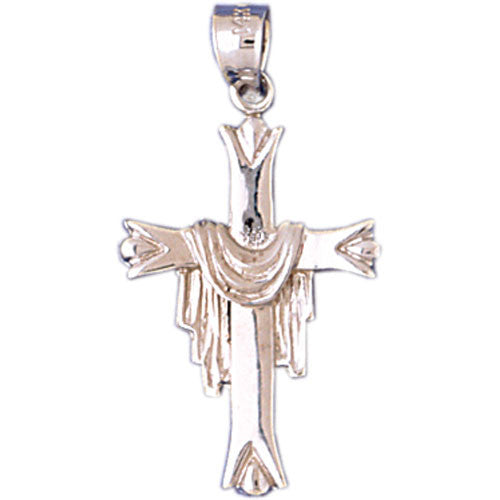 14K WHITE GOLD RELIGIOUS CHARM - CROSS #11373