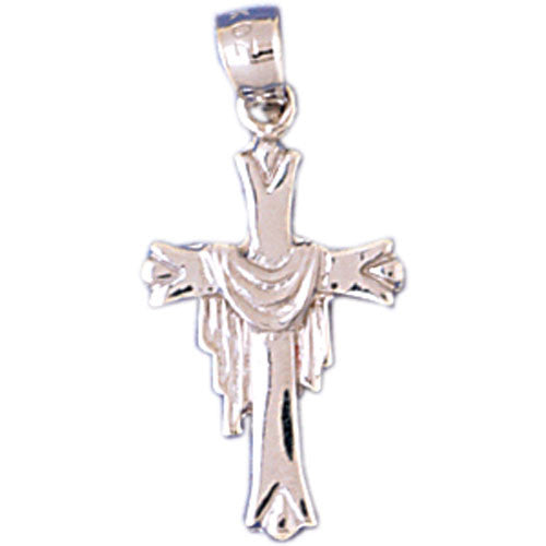 14K WHITE GOLD RELIGIOUS CHARM - CROSS #11375