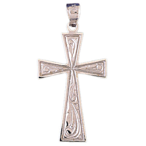 14K WHITE GOLD RELIGIOUS CHARM - CROSS #11378
