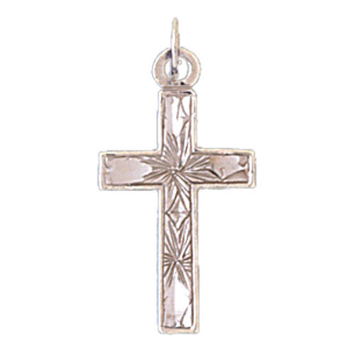 14K WHITE GOLD RELIGIOUS CHARM - CROSS #11379