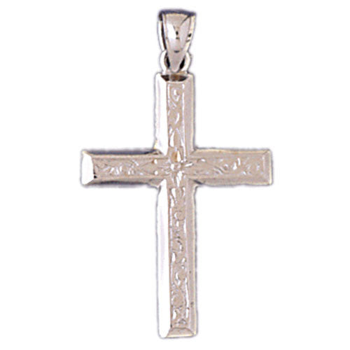 14K WHITE GOLD RELIGIOUS CHARM - CROSS #11380