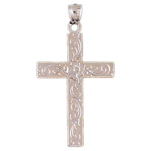14K WHITE GOLD RELIGIOUS CHARM - CROSS #11381